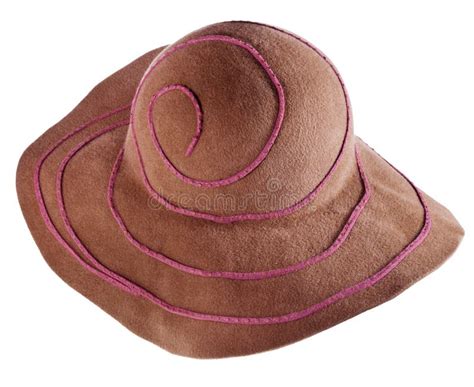 brown broad brim felt hat stock   royalty  stock