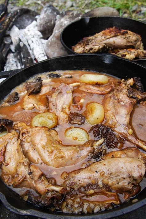 Stewed rabbit with cippolini onions and morels, recipe written by