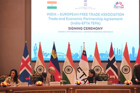 India signs free Trade agreement with European Free Trade Association ...