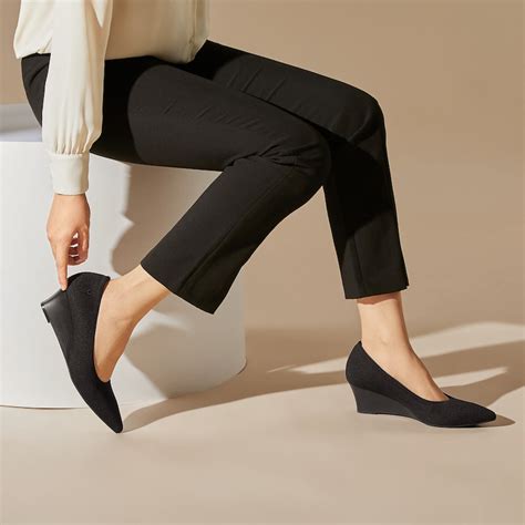 aria pointed toe wedge  black sustainable washable vivaia