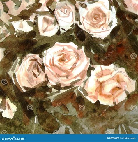 Watercolor Nude Roses Background Royalty-Free Stock Photography