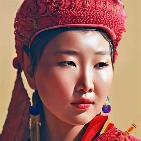 Portrait of a beautiful mongolian woman on Craiyon