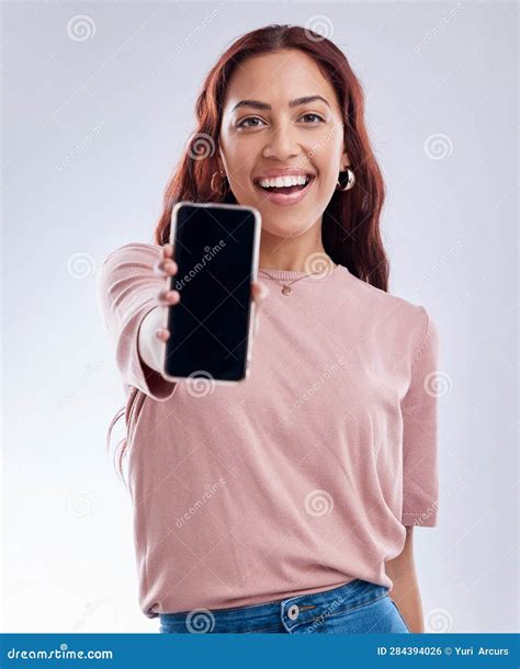Woman in Portrait, Phone Screen with Mockup and Advertising, Mobile App