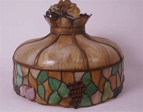 Antique Stained Glass Ceiling Fixture Light