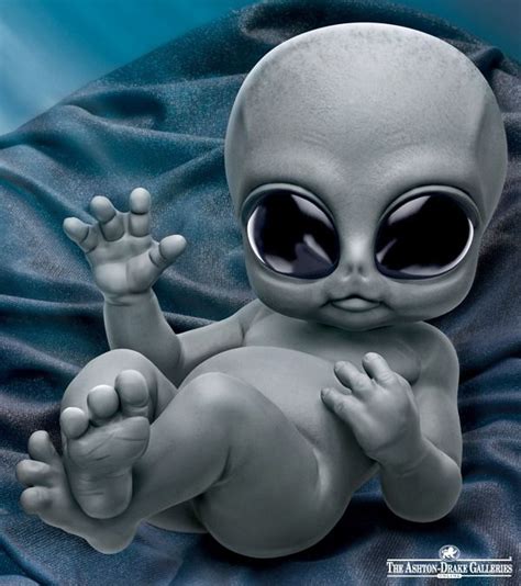 Alien Baby Doll By Kosart Studios With Cosmic-Style Blanket | Grey ...