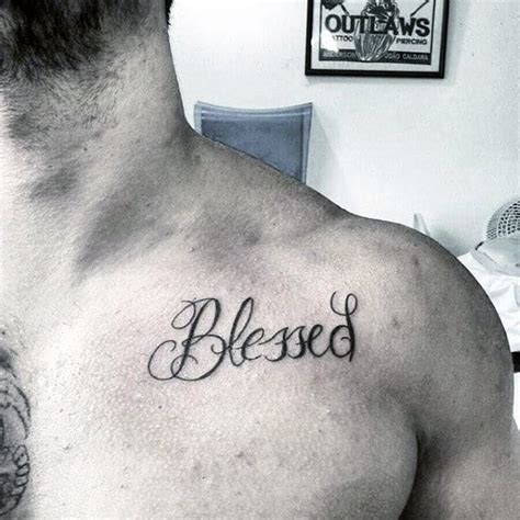 60 Blessed Tattoos For Men - Biblical Lettering Design Ideas