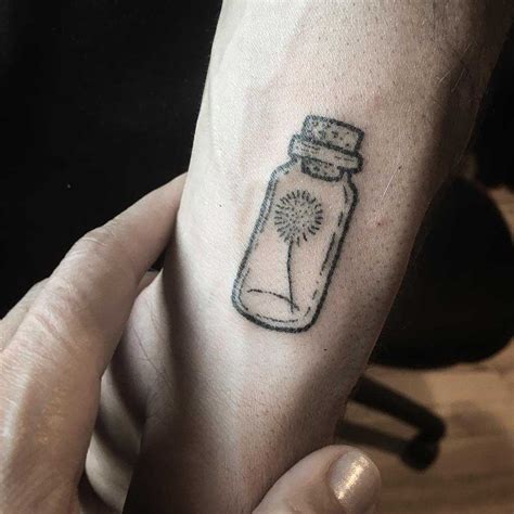 Dandelion in a jar tattoo - Tattoogrid.net