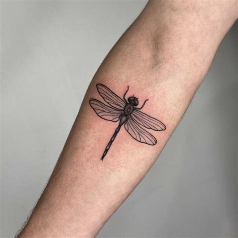 Simple Black Dragonfly Tattoo