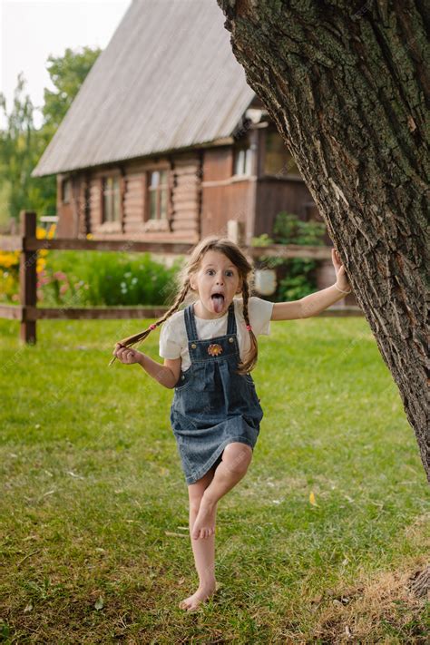 Premium Photo | Little naughty Russian girl spends summer vacation in