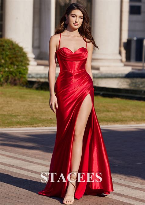 Sheath/Column Sweetheart Sleeveless Sweep Train Silk like Satin Prom