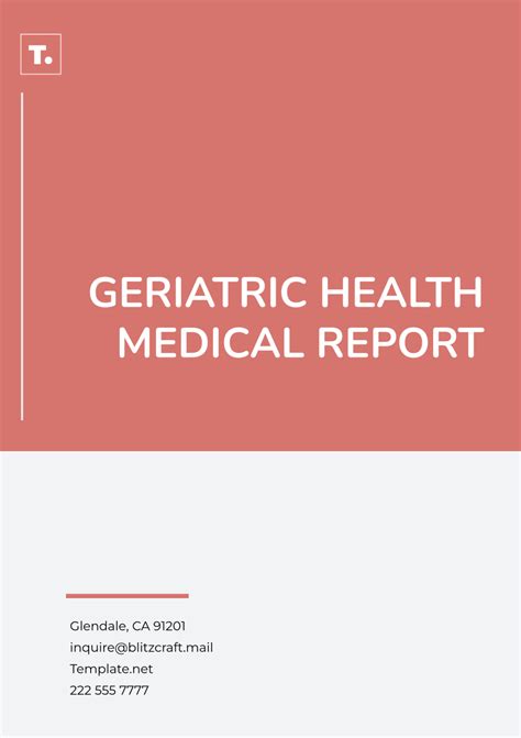 Free Blank Geriatric Health Medical Report Template to Edit Online