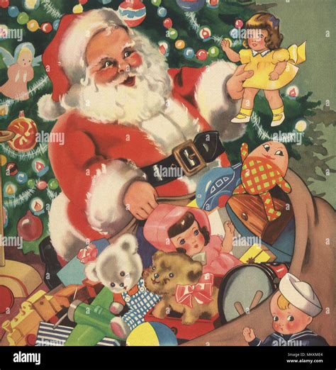 Santa with Toys Stock Photo - Alamy