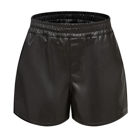 HABDGIKS 2025 Summer Shorts for Women Sexy Loose High Waist Leather Pu