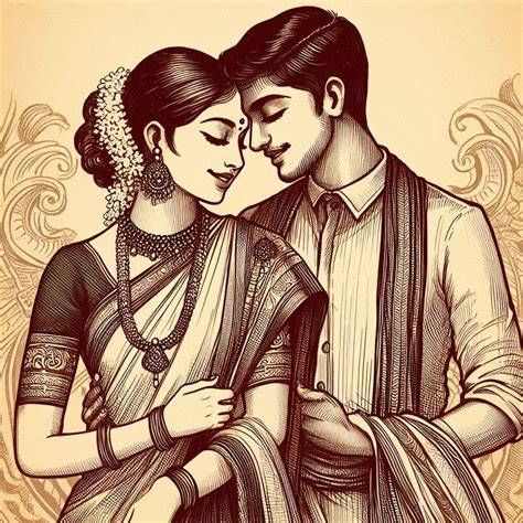 vintage drawing couple  love  stock photo public domain pictures