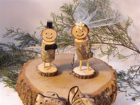 Rustic wedding cake topper real stick bride groom stick people rustic ...
