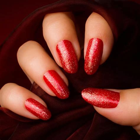 Com Glitter Unhas Vermelhas Elegantes - Unhas Vermelhas com Glitter | UnhasEsmaltes