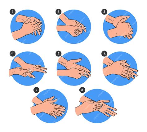 As instruções mostram as etapas de como lavar as mãos corretamente para