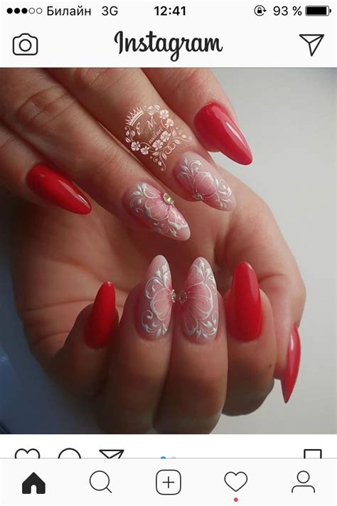 Pin on Красный маникюр | Rhinestone nails, New year's nails, Nail designs