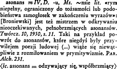 asonans – Wielki słownik W. Doroszewskiego PWN