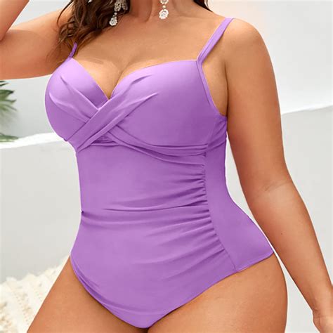 Sakmal Purple Women Bathing Suits Plus Size One Piece Tummy Control