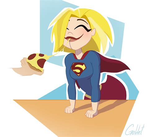 Enjoying Some Pizza. Kara (SuperGirl) from DCSHG by GoHet on Newgrounds