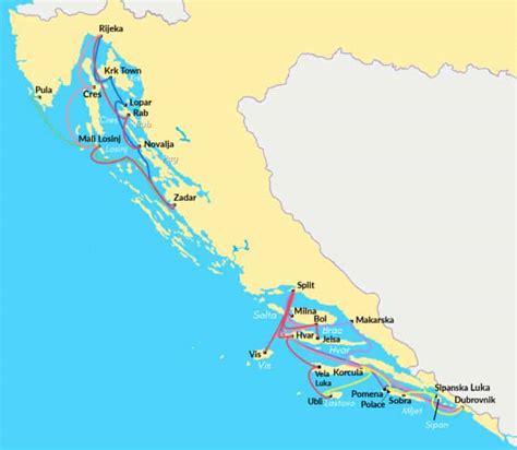 Croatia Ferries Map - Catamaran and ferry routes - Visit Croatia