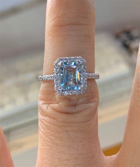aquamarine halo engagement rings