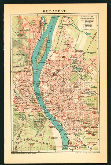 Budapest, Hungary- Antique Map- Original Antique Print - Authentic