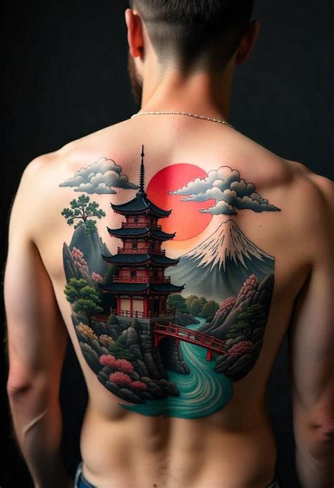 Tatuagem Oriental Nas Costas - Arte da Tatuagem Japonesa : Tatuagem de Pagode Japonês nas Costas ...