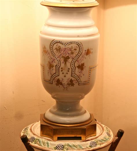 Proantic: XIX Lamp Opaline Mount De Bronze