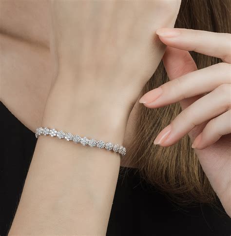 Серебряный браслет с фианитами SUNLIGHT S50478-B9W-01: белое серебро ...