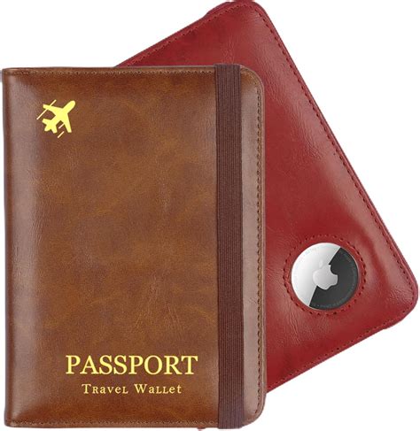 Amazon.com | 2 Pack Airtag Passport Holder,Passport Wallet with RFID