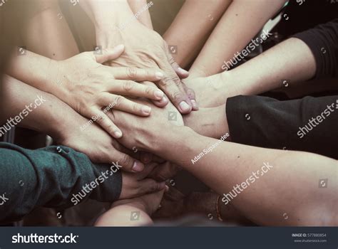 Teamwork Togetherness Collaboration Conceptdramatic Momentsplit Tone ...