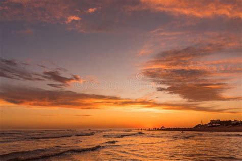 Scene of Colorful Sunset Sky on the Beach. Stock Photo - Image of ...