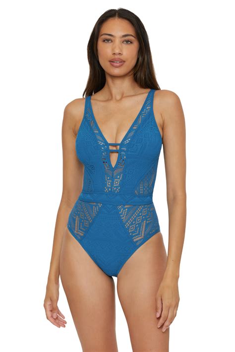 BECCA Women's Standard Color Play One Piece Swimsuit, Plunge Neck