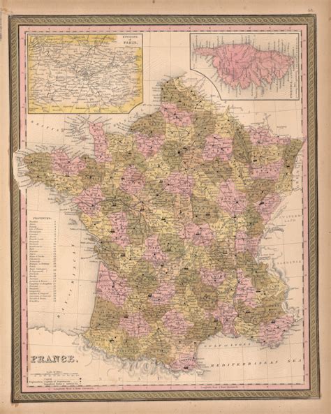 Карта департаментов Франции, 1850 г. — Картографический архив || старые ...