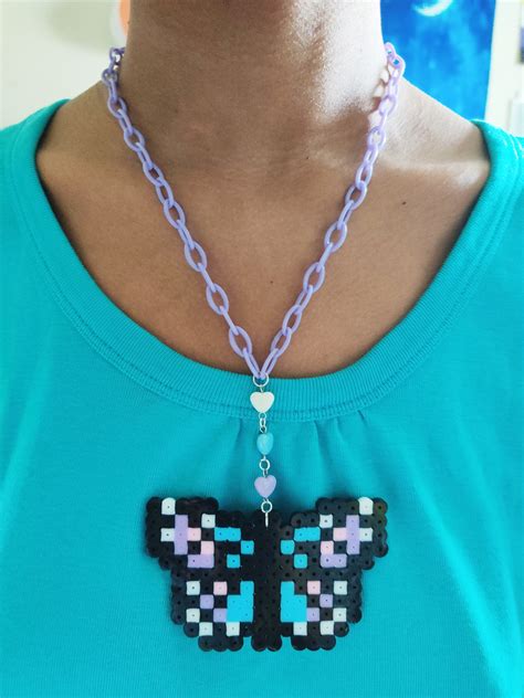 Pastel Monarch Butterfly Wings, Perler Bead Butterfly Necklace ...