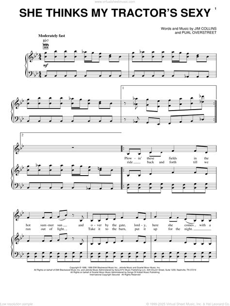 She Thinks My Tractor's Sexy sheet music for voice, piano or guitar