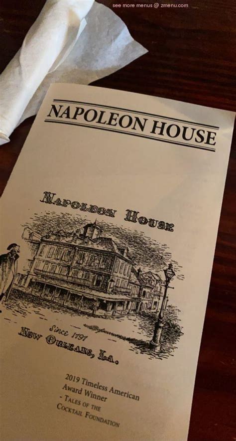 Menu at Napoleon House pub & bar, New Orleans