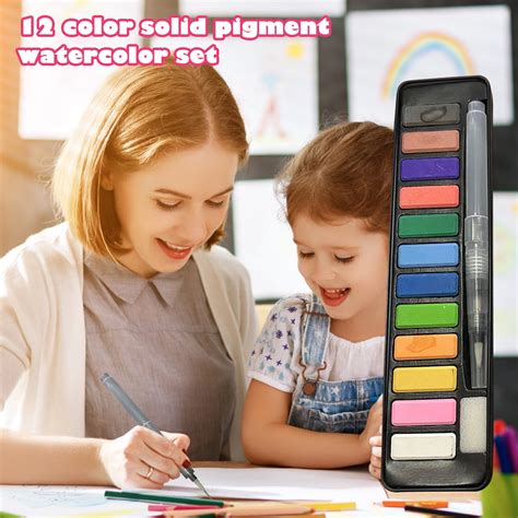 Watercolor Paint Set, 12 Colors Water Colors Paint Essential Set with a