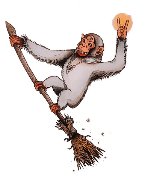 Sage Ann Evans - Rocking Wizard Ape on Broomstick