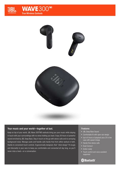 JBL Wave 300TWS True Wireless Earbuds - Features and Specs