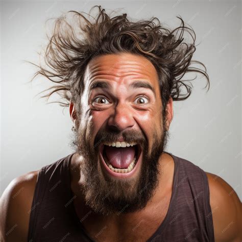 Ai가 생성한 역겹고 화가 난 얼굴을 찡그린 중동의 벌거벗은 어깨와 입을 벌린 모습 | 프리미엄 사진