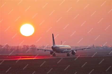 premium photo airport   sunset