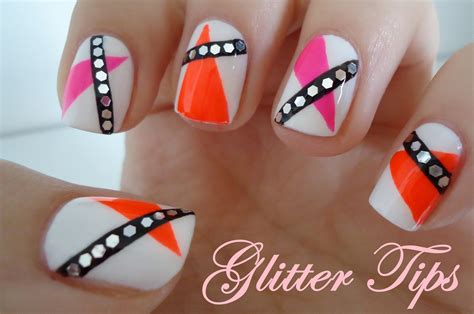 Glitter Tips: Neon 80's Nails - Nail Art
