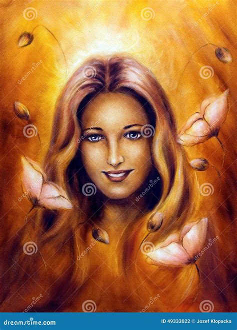 Enchanting Spring Fairy Goddess Woman with Flower Stock Illustration