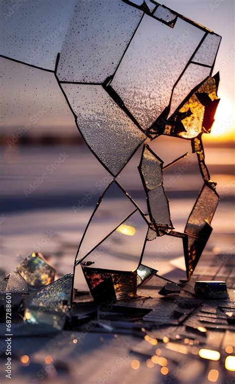 broken glass shards beautiful texture graphic element ai