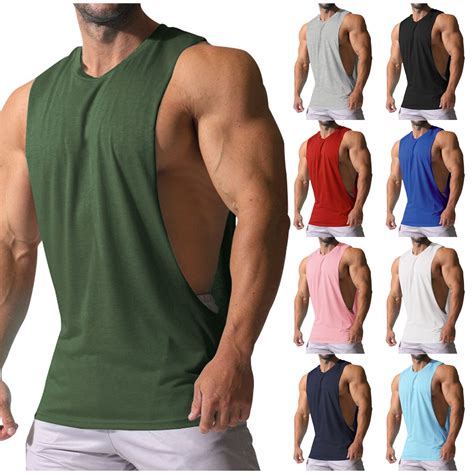 BADHUB Men Workout Tank Top Gym Bodybuilding Sleeveless Muscle Cut Off