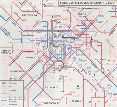 Mapa transportes públicos de Sófia, Bulgária - Dobrar Fronteiras