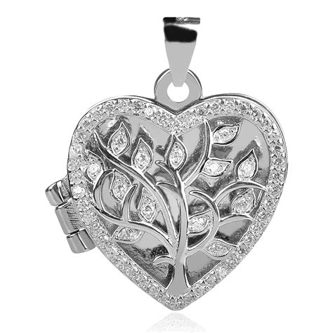 Сребърен отварящ се медальон сърце с дървото на живота- Selina Jewellery